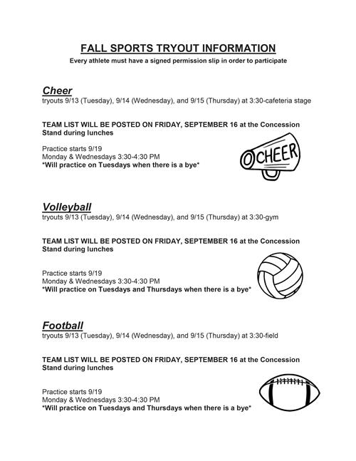 Fall Sports Info
